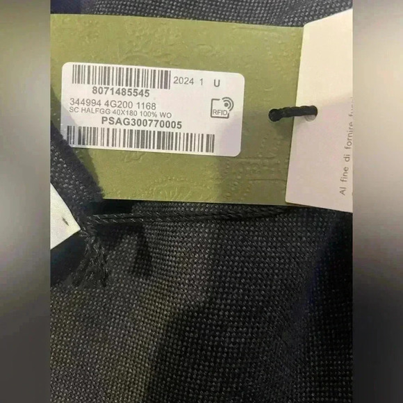 Gucci Wool Scarf Half GG Pattern Monogram Italy 40x180 Dark Green Navy Gray Long - Picture 4 of 13